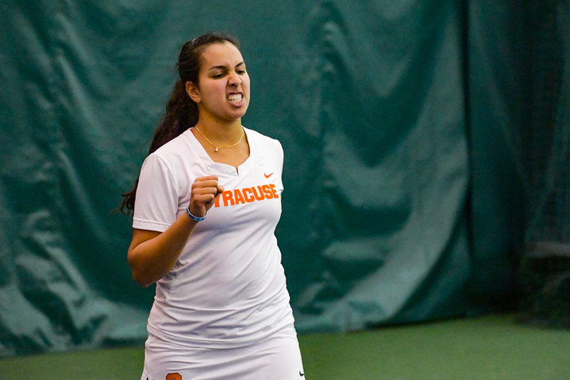 Dina Hegab was part of the doubles duo that clinched the doubles point for the Orange.