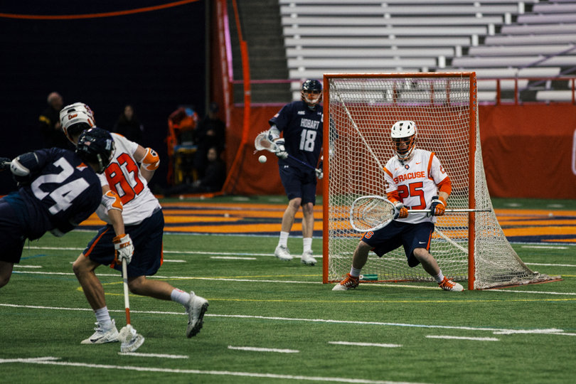 SU goalkeeper Dom Madonna had nine saves on the night. 