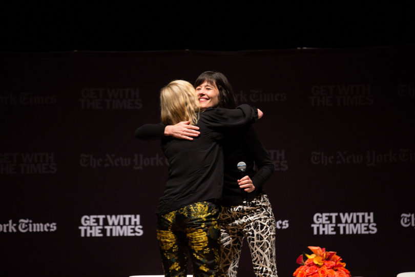 The evening ended with a hug between Handler and Twohey.