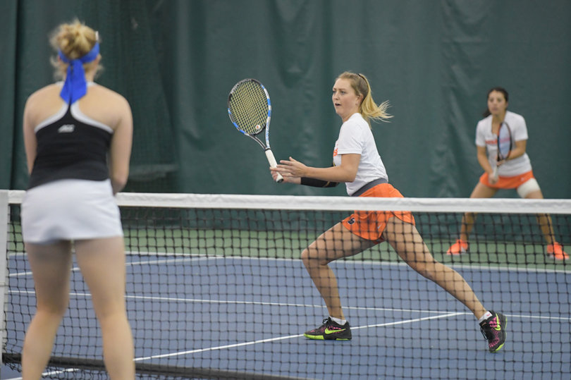 Knutson and Ramirez played first doubles against the No. 8 doubles pairing in the country and won, 6-2.