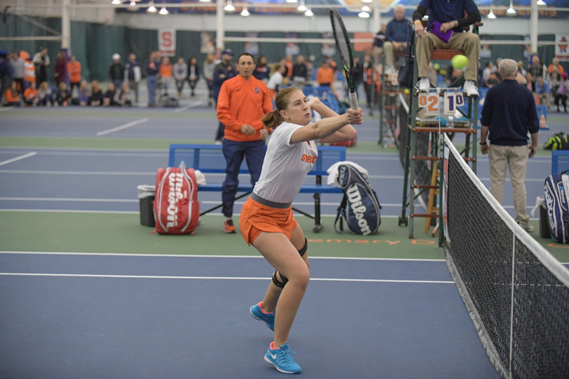 Shkudun partnered with Golubovskaya to win in the third doubles match.