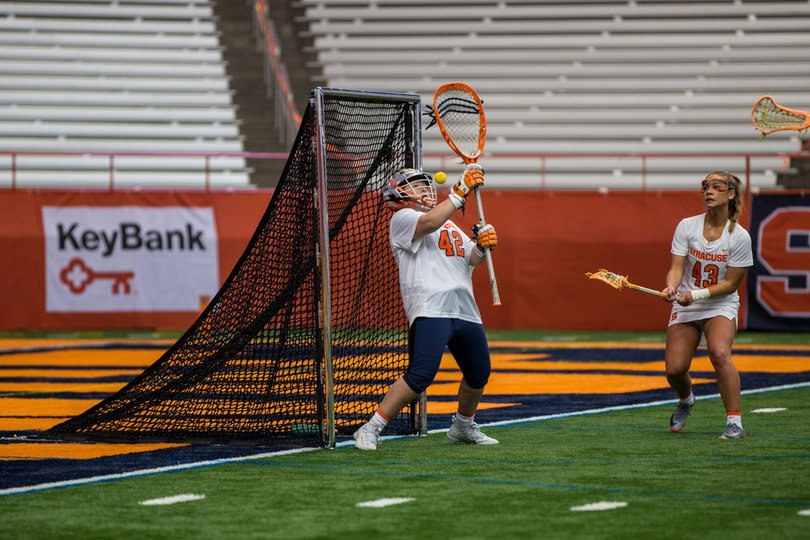Hannah Van Middelem spelled Goldstock in the second half but gave up two goals with no saves.