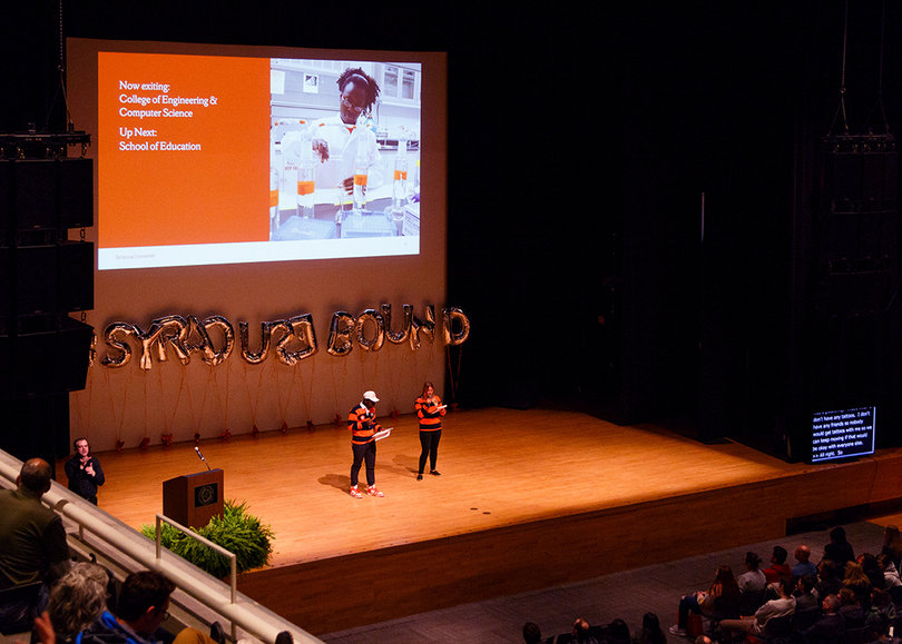 The School of Engineering and Computer Science was detailed during a presentation in Goldstein Auditorium at an event for accepted students.