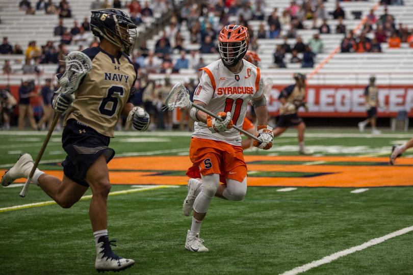 Navy's Greyson Torain scored three times from the midfield position. 