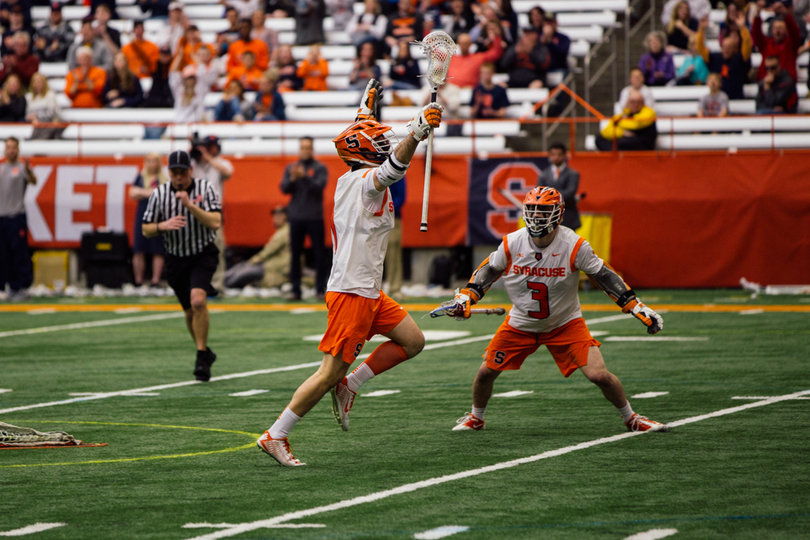 Brad Voigt celebrates a goal. 