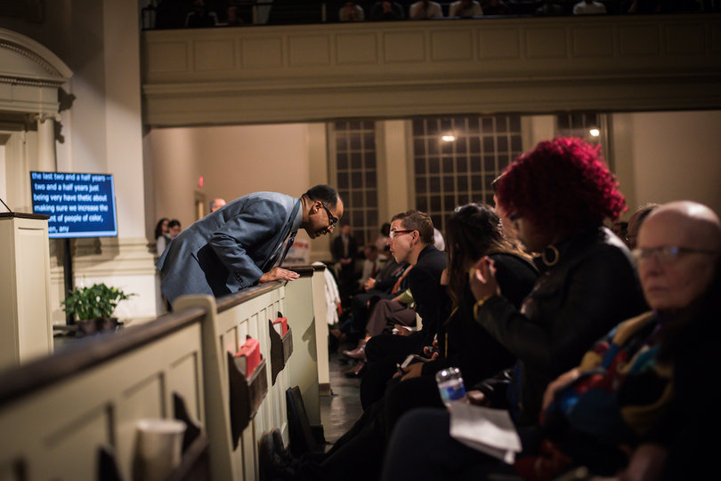 The Hendricks Chapel pews were packed with campus community members on Wednesday.