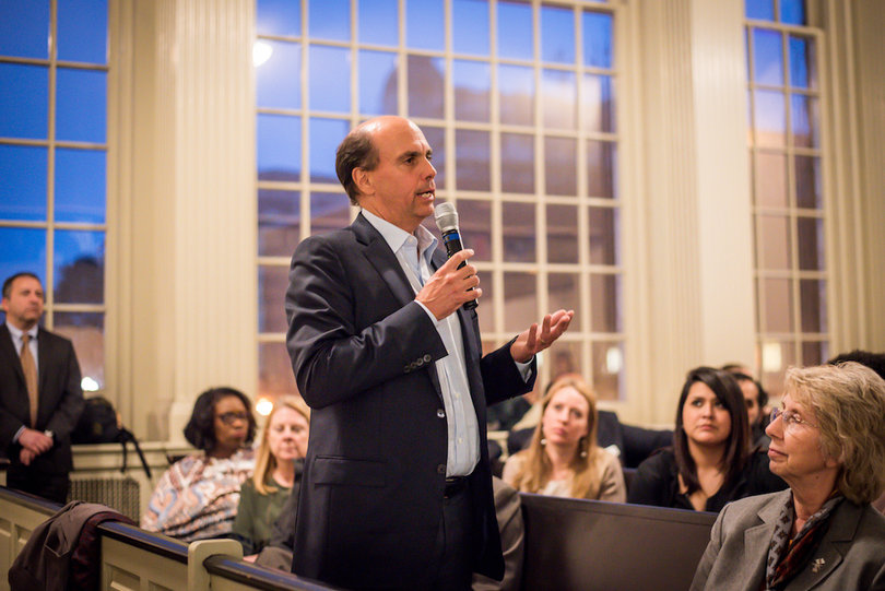 Steven Barnes, chair of the Board of Trustees, briefly spoke during the event.