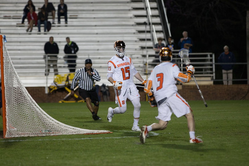 Nate Solomon (No. 3) finished with an assist for the Orange.