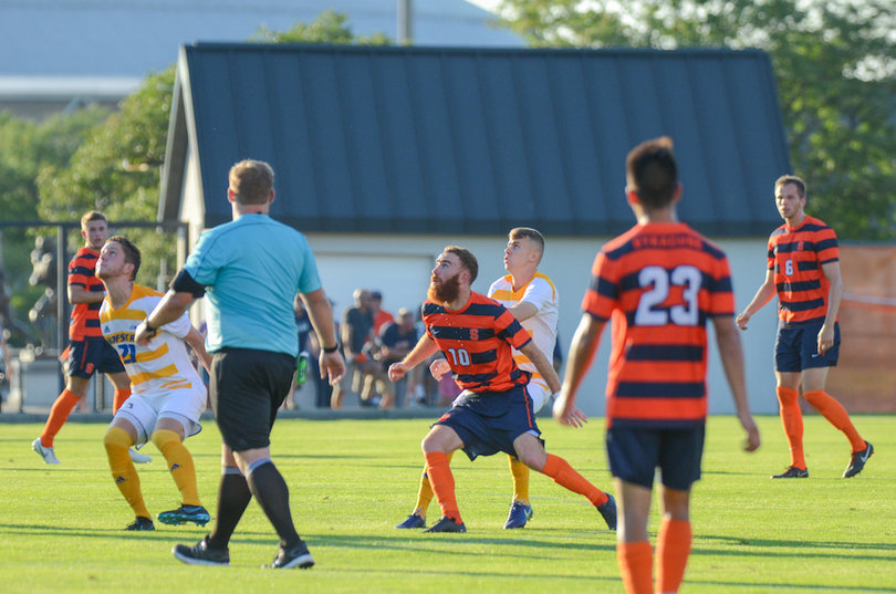 Hugo Delhommelle anchored the SU offense from midfield. He had an assist and played hand in many of SU's goals.