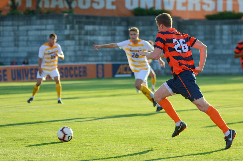 Lantry chases a ball upfield.