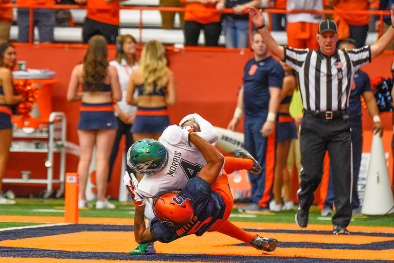 SU didn't have many blunders, but Eric Dungey threw an interception into the hands of Wagner's Myron Morris.