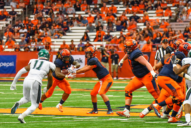 Syracuse had 215 rushing yards in the game.