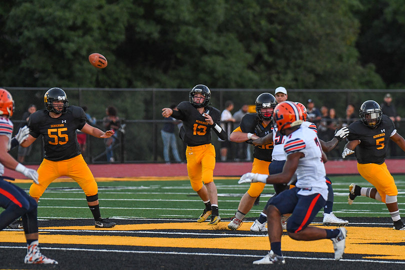 Doughty was intercepted on two consecutive passes in the first half. 