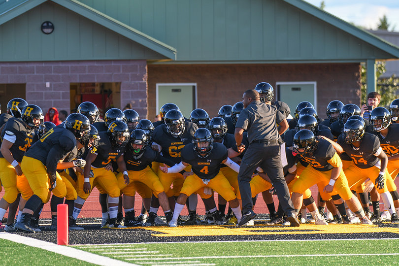 Before the game, Henninger got fired up near one end zone.