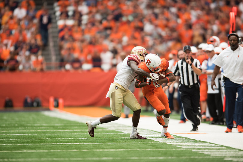 Syracuse passed for 219 yards across the two quarterbacks. 
