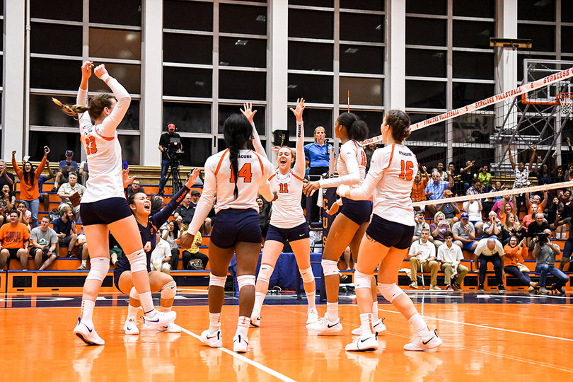 The Orange had much better success blocking, with 15 on the match.