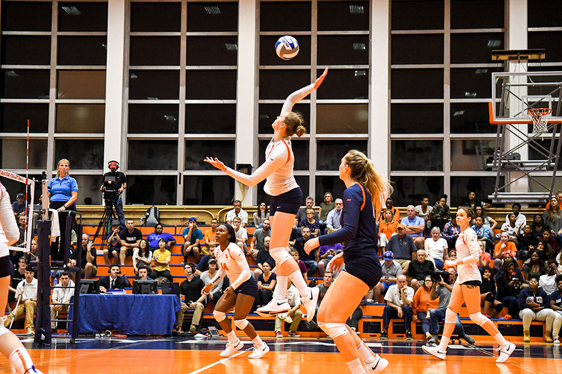 An 11-2 run in the second set keyed an Orange comeback to preserve the possibility of a sweep.