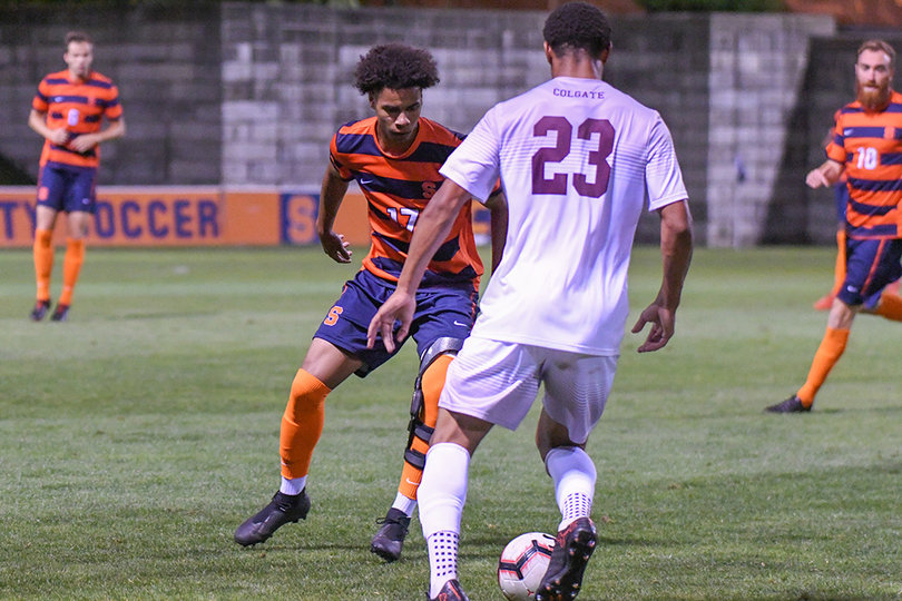 Tajon Buchanan returned from injury, sporting a significant brace on his left knee. 