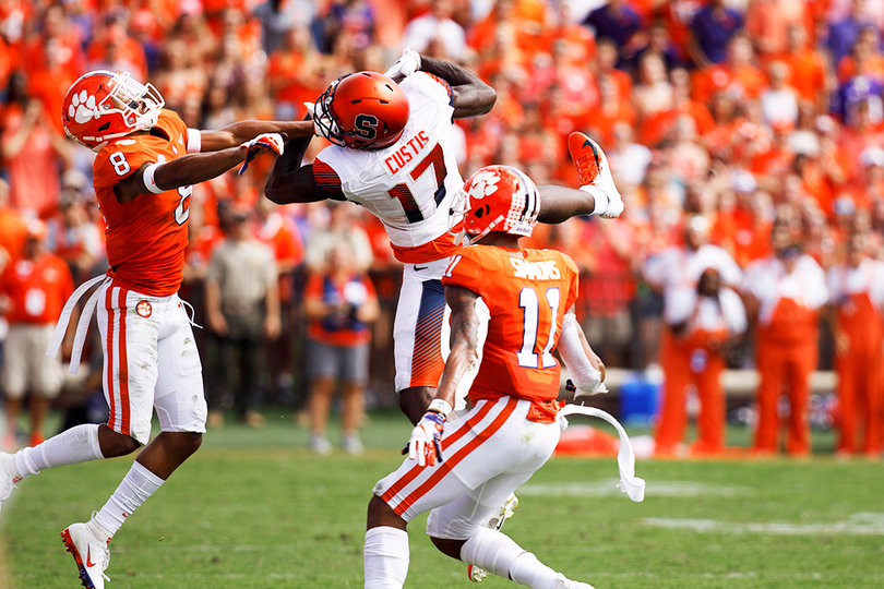 Custis corralled the ball for a Syracuse first down. He caught five balls for 73 yards in SU's loss.