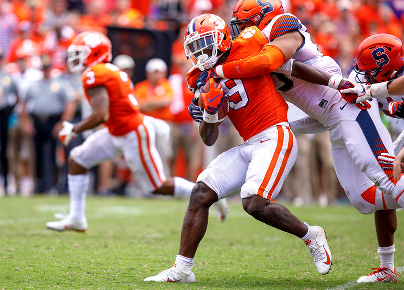 Etienne broke multiple tackles in the game.