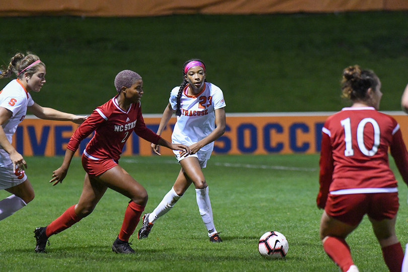 Clarke Brown chases the ball.