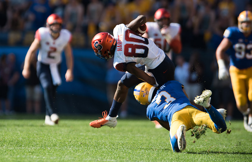 Freshman Taj Harris caught four passes for 64 yards. 
