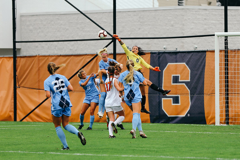SU goalkeeper Jordan Harris made 11 saves even while allowing seven goals.