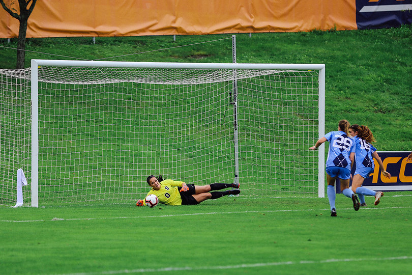 The 11 saves for Harris gave her her first double-digit save game at SU.