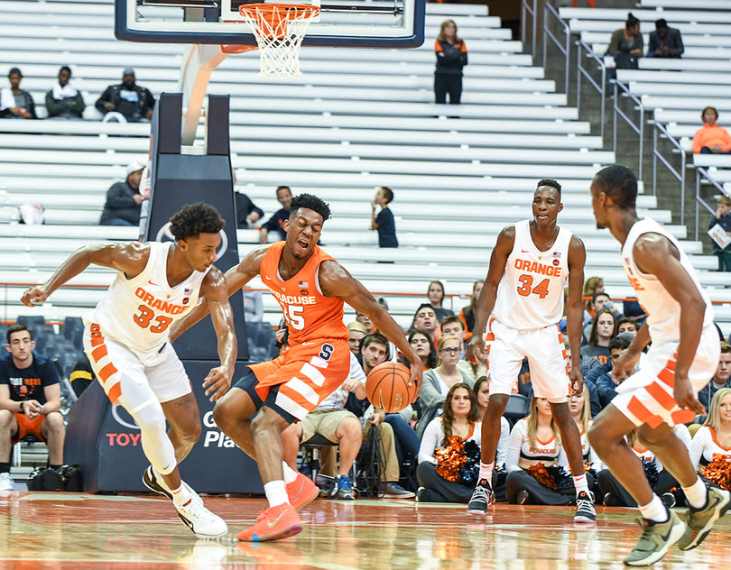 Battle spins past Elijah Hughes, the transfer from East Carolina who sat out last season.