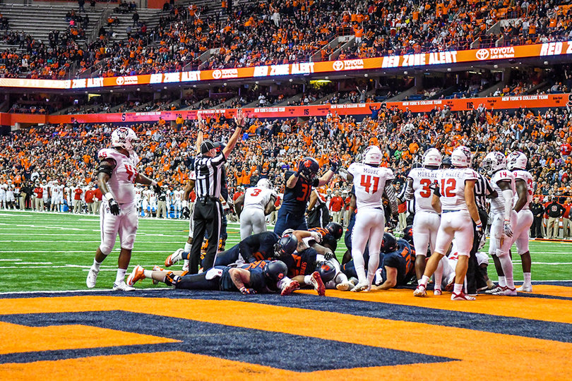 Eric Dungey powered in a touchdown run from one yard out to put the Orange up two scores in the third quarter. 