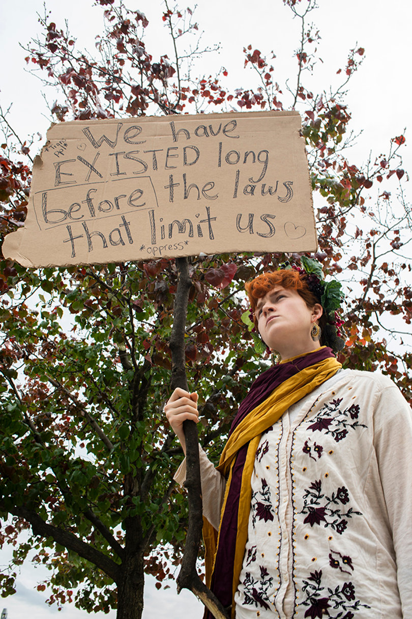 Rowan McGrath, a senior SUNY-ESF student, said they dressed as Dionysus for Halloween because the Greek god of wine and ecstasy was transgender.