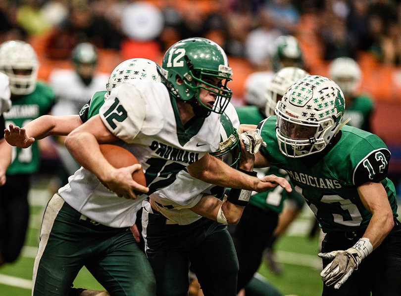 Holbrook runs the ball up the field. 