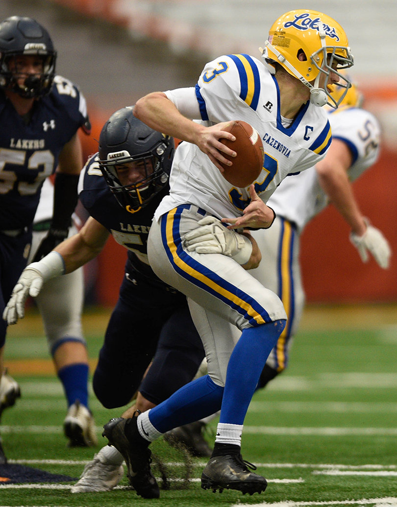 Johnson threw two interceptions, though, that kept Cazenovia from driving.