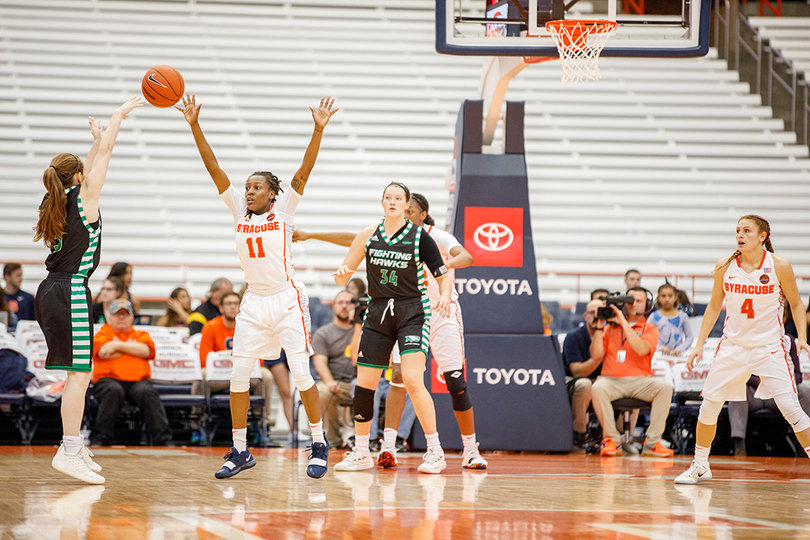 Syracuse held the Flying Hawks to just 30 points in the first half.