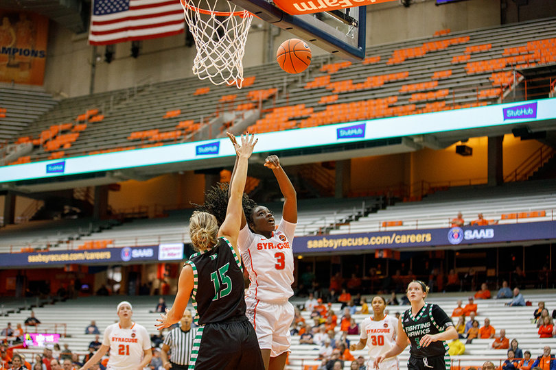 Maeva Djaldi-Tabdi pulled down three rebounds in SU's victory.