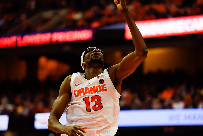 Senior Paschal Chukwu goes up with his left hand. The 7-foot-2 center has worked throughout most of the past two and a half seasons on developing his weak side to be more effective in the paint.