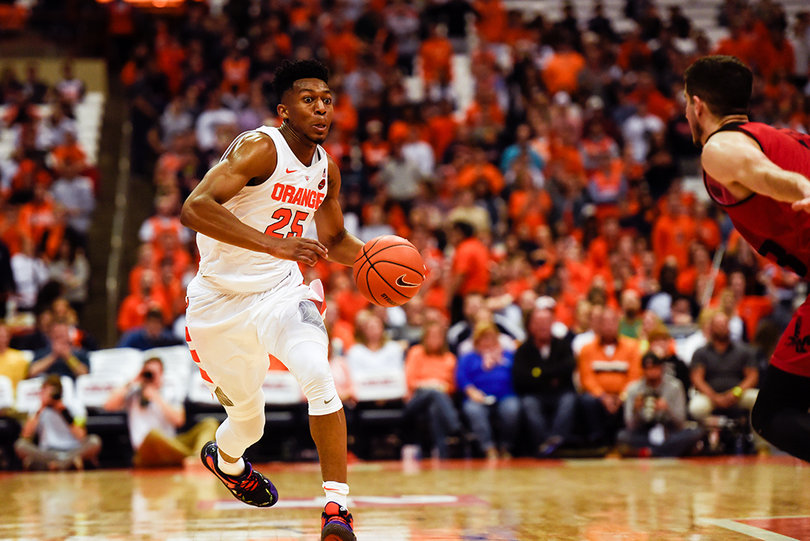 Battle drives right most of the time, but he said he can keep defenders honest by going left and finishing with his weak hand.