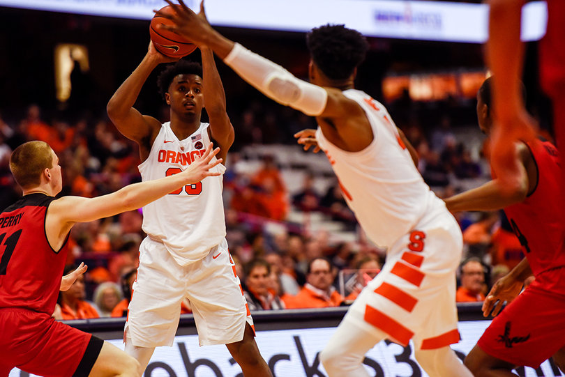 Redshirt junior forward Elijah Hughes shined during SU’s exhibition games, scoring 21 and 19 points, respectively. Boeheim said Tuesday that Hughes was uncomfortable and did not get in the same flow.