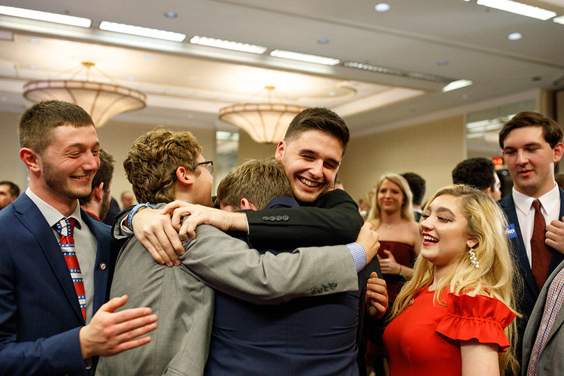 Rep. John Katko's (R-Camillus) interns celebrate after the congressman's victory over Dana Balter. 