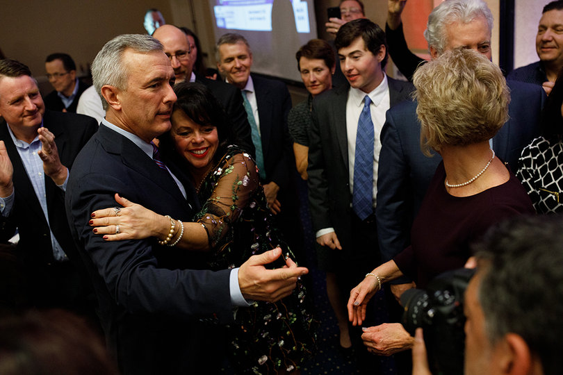 Rep. John Katko (R-Camillus) celebrates after his victory in Tuesday's midterm election. 