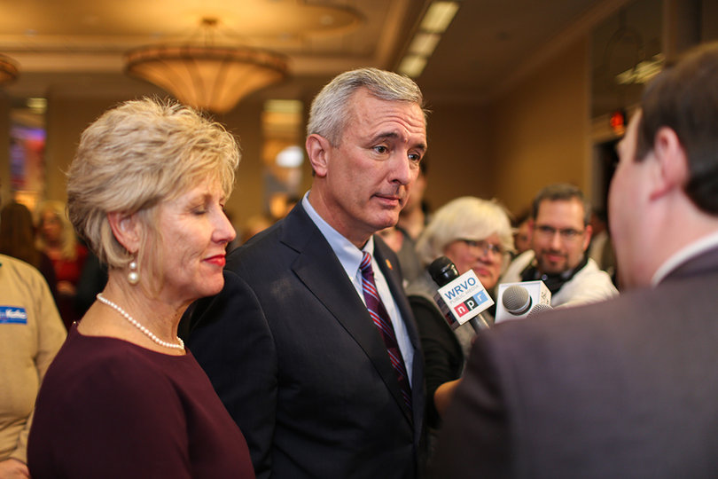 Rep. John Katko (R-Camillus) attends Tuesday's Republican watch party in the Sheraton Syracuse University Hotel & Conference Center. 