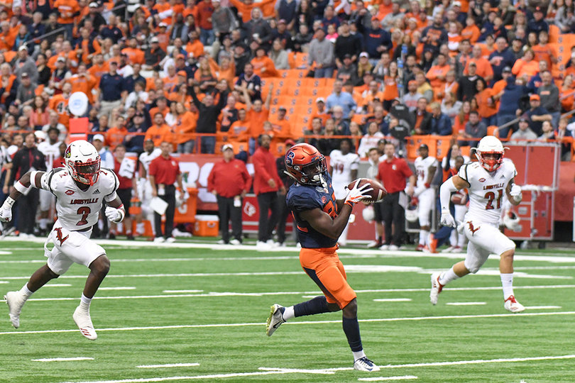 Johnson's catch was the longest pass of the day for Syracuse.