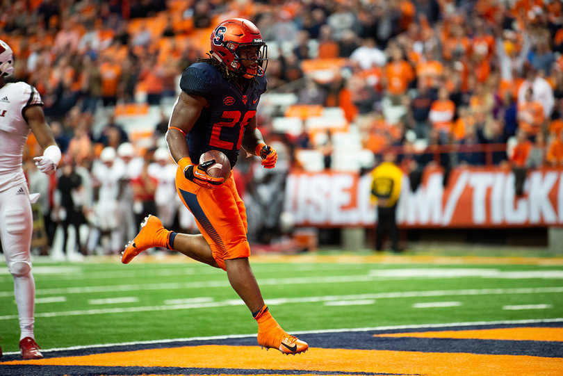 Jarveon Howard ran for one of Syracuse's five rushing touchdowns on Friday. 