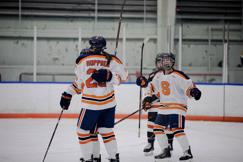 Syracuse celebrated after its only goal was scored. 