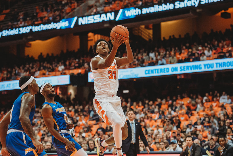 Redshirt junior Elijah Hughes scored 21 points to go along with eight rebounds.