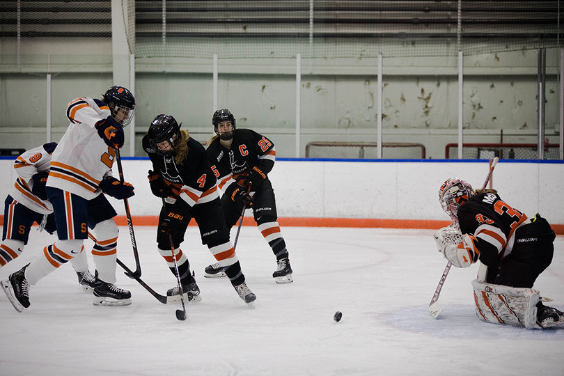 Getting through the defense, Syracuse scored three goals against Princeton. 