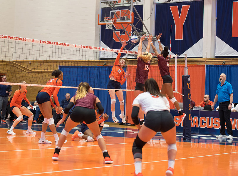 Polina Shemanova tied for the Syracuse lead with 11 kills in the match.