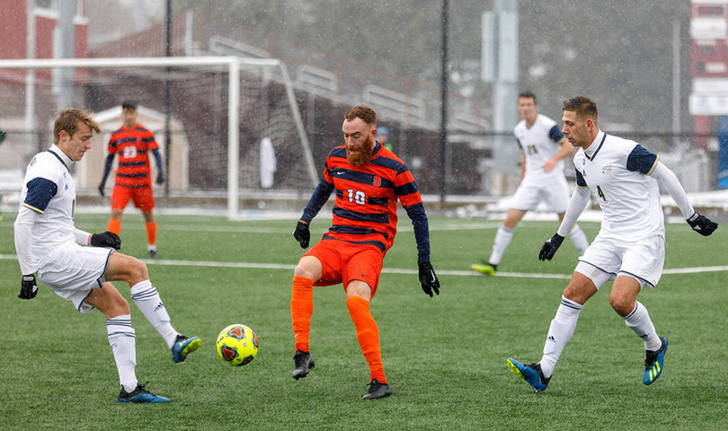 Hugo Delhommelle leads the ball into his foot. He shot the ball five times Sunday.