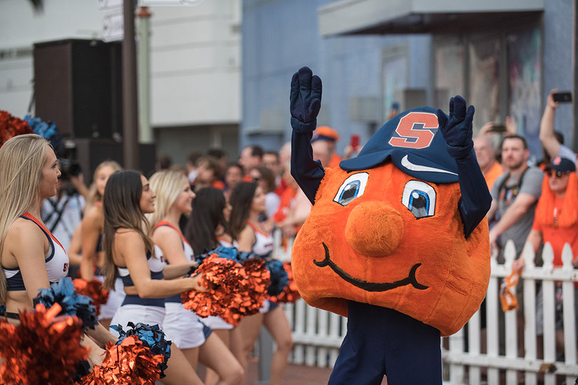 Otto and the Syracuse cheer squad made the trip down to Orlando. 
