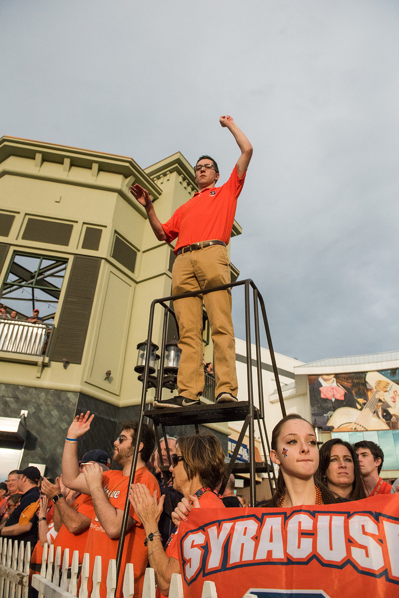 Kieran O’Halloran directed the SU marching band through several songs. 
